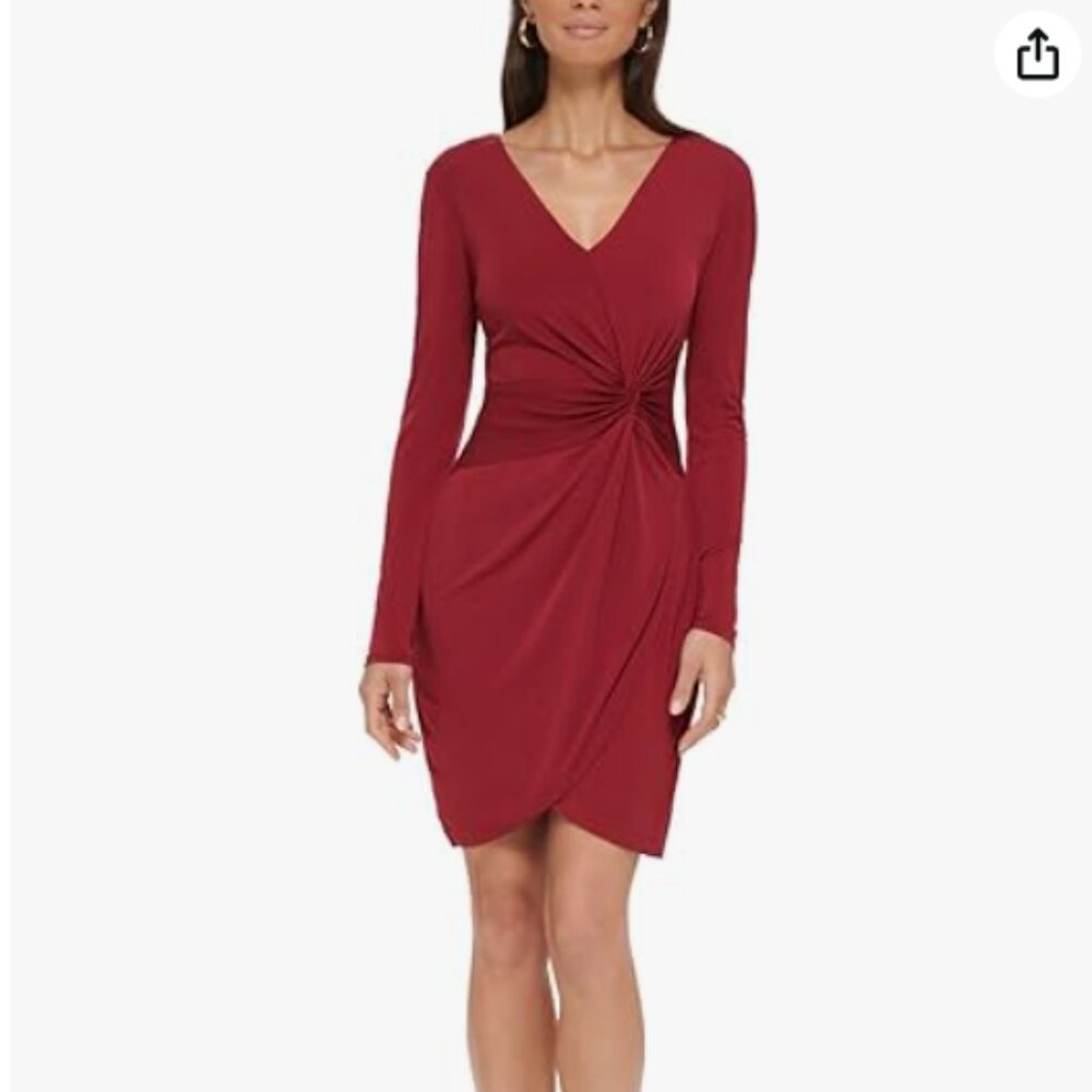 GUESS Women's Matte Jersey V-Neck Cocktail and Party Dress Size 8